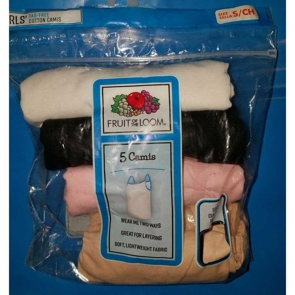 Fruit of the Loom Girls 4 Pack CAMIS Camisoles. Size Small 4-6 Wear Two Ways